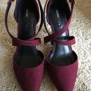 Burgundy stiletto pumps